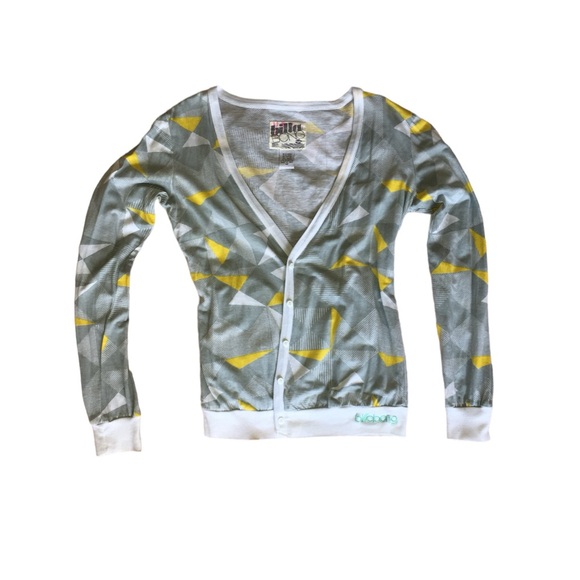 Y2K BILLABONG FUNKY GEO PRINT BUTTON-UP V-NECK CARDIGAN • SIZE M - Picture 2 of 7